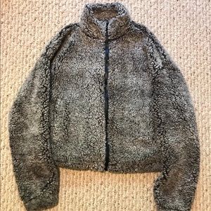 Garage “Too Cozy” Sherpa Cropped Zip Sweater